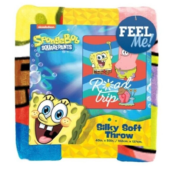 New Spongebob Squarepants Plush Fleece Throw Gift Blanket Patrick Cartoon SOFT - Picture 3 of 3